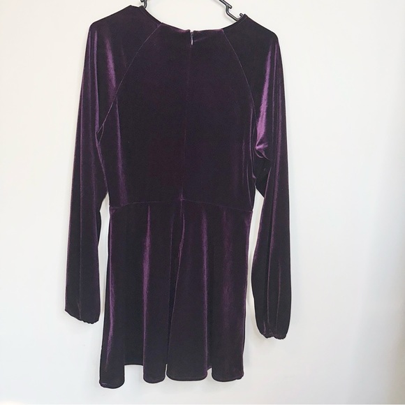 NWT! Lovers + Friends Nettie Velvet Purple Long Sleeve Mini Dress! - Picture 7 of 8